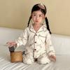 Coreia do Sul roupas infantis roupas infantis estilo coreano algodão lixado conjunto de pijamas meninos e meninas bebê primavera e outono roupas de casa conjunto de duas peças
