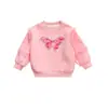 Moletom Feminino 2026 Nova Roupa Infantil Borboleta Primavera e Outono Top Estiloso Estilo Coreano Infantil Versátil Manga Longa Top da Moda