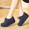 Suministro transfronterizo para Amazon: Zapatos de mujer de cuero genuino, suela blanda, con cordones, suela gruesa, diseñados para mujeres de mediana edad y mayores, venta al por mayor y exportación para comercio internacional