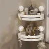 Estante de Baño con Ventosa Montado en la Pared Organizador de Almacenamiento de Tres Niveles Acero Inoxidable de Alta Carga Estante de Esquina de Pared