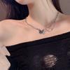 Collar de mariposa con diamantes de imitación negros para mujer, de verano, de alta gama, estilo Spice Girls, dulce y fresco, ligero, de lujo, cadena de collar, cadena de nicho.