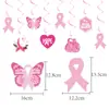 Set de Decoración para Fiesta Promocional del Día Internacional del Amor al Pecho Transfronterizo, Banderines Decorativos y Banderines Espirales con Temática de Cuidado del Pecho para Mujeres