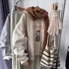 Nova Moletom Oversize com Estampa de Gato Outono e Inverno para Mulheres Estilo Coreano Ins Jaqueta Casual de Nicho Estilo Bf