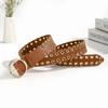 Cintos de Moda Europeus e Americanos Transfronteiriços para Homens e Mulheres com Fivela de Pino, Design Vazado com Ilhós Duplos, Cinto Estilo Punk Personalizado