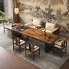Mesa de té de oficina 2026 nuevo modelo madera de nogal de alta gama mesa de té de madera maciza, mesa de té moderna de lujo ligero de alta gama
