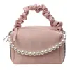 Bolso Cuadrado Pequeño Plegado Estilo Coreano de Mano para Mujer 2024 Nuevo Moda Bolso de Hombro con Perlas Elegante Versátil Bolso Cruzado de Cadena
