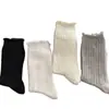 Calcetines de Verano Finos Estilo Coreano con Diseño Hueco, Color Sólido, Longitud Media hasta la Pantorrilla, Malla Simple, Encaje Blanco, Transpirables, Holgados