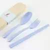 Juego de Mesa de Trigo de Tres Piezas Juego de Vajilla Portátil Ecológico Cuchara, Tenedor, Palillos de Paja de Trigo Ecológicos Vajilla de Regalo