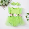 2026 Ropa Infantil Transfronteriza Nueva Verano Mono Vestido de Bebé con Mangas Volantes Elegante Lindo Mono Vestido Floral