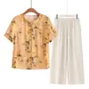 Traje de Camiseta de Verano de Manga Corta para Mujeres de Mediana Edad y Mayores Lady Datang Top Holgado Ropa para Señora Mayor Madre