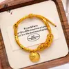 Novo estilo chinês não desbota por muito tempo Vietnã ouro amarelo dourado deus da riqueza dinheiro dos cinco imperadores pulseira tecida à mão diy requintada versátil feminina