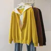 Cárdigan de Punto con Capucha Versátil de Color Bloque Falso de Dos Piezas, Nuevo para Otoño/Invierno 2026, Holgado Adelgazante para Mujer, Cubre Defectos