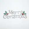 Decoraciones navideñas de plástico galvanizado letrero de letra en inglés MerryChristmas colgante para decoración de árbol de Navidad
