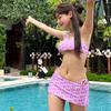 Bikini de moda dividido japonés y coreano 2024 para mujer Estudiante top de tubo falda sexy bikini traje de baño de tres piezas