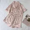 2026 Nuevos Pijamas de Seda de Hielo de Alto Gama Estilo Francés para Mujer Manga Larga de Primavera Se Pueden Usar Afuera Ropa Casual para el Hogar