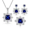 Set de Gemas de Colores Cuadradas de Lujo Collar Flecha de Ocho Corazones Pendientes Anillo Tres Juegos de Joyería Suministro para Comercio Electrónico en Vivo