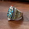 Anillo Rotatorio con Mantra de Seis Sílabas y Cuenta Dzi de Nueve Ojos para Hombres y Mujeres, Anillo Vintage Hecho a Mano Resistente y Audaz para el Año Nuevo de Xizang