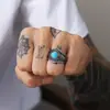 Nova anel masculino estilo indiano retrô punk gema titânio aço ins personalidade hip hop moda anel atacado