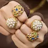 Anillo con Diseño de Granada de Nuevo Estilo Transfronterizo Europeo y Americano Incrustado con Perla de Imitación Anillo de Acero Inoxidable Personalizado con Piedra de Vidrio de Color Joyería para Mujer