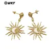 ME118 Novos Brincos Exquisitos de Girassol com Microincrustação de Zircônia de Comprimento Médio Vintage Joia Versátil para Suéter Feminino