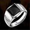 Anillo dominante para hombre ágata negra anillo para hombre apertura ajustable coreano brillante cuadrado gema negra anillo abierto