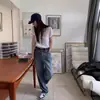 Entrega en una pieza camiseta blanca de algodón puro con hombros caídos primavera y verano manga corta básica apilada top interior para mujer camisa base suelta