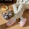 Pantuflas de Algodón para Mujer en Otoño e Invierno Hogar Piso Interior Puntera Cerrada Suela Suave Conejo Simple Forradas de Felpa Cálidas Pantuflas de Algodón
