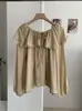 Blusa Feminina KEKEZOON com Renda Patchwork e Babados Fora do Ombro, Camisa Suave de Manga Longa para Início do Outono 8767