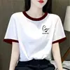 Camiseta de Manga Corta para Mujer con Descuento de Comercio Exterior Transfronterizo, Estilo Nuevo de Verano, Versión Coreana Elegante, Camiseta Versátil de Corte Holgado