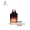 Em estoque frasco pequeno marrom de 30ml frasco de essência fundo quadriculado frasco de vidro quadrado conta-gotas para óleo essencial frasco de estoque atacado