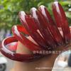 Pulsera de Ágata Roja Natural Ágata Roja Rojo Caqui Rojo Sur Redonda Raya Pulsera de Jade Calcedonia Pulsera de Belleza Neumático Ancho