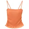 26801 # Top de tubo de encaje de un hombro para mujer con almohadillas en el pecho, adecuado para usar por dentro o por fuera, con tirantes finos y hermoso diseño en la espalda
