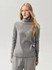 100% cachemir puro, nueva colección otoño 2026, suéter de punto simple y elegante con cuello de volantes, diseñado para mujeres