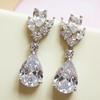 Pendientes de gota de estilo europeo y americano Cao Shi con circonitas brillantes y elegantes, joyería de lujo ligera y moderna.