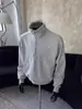 Sudadera Gris Claro con Media Cremallera para Hombre Primavera y Otoño 2025 Cuello Americano Alto Prenda Base Chaqueta Casual Pesada