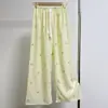 Pantalones de dormir de algodón nube a cuadros finos para mujer, talla grande, corte holgado, pantalones largos, adecuados para exportación, se pueden usar en el exterior, transpirables, sensación fresca