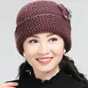 Chapéu de Tricô Outono/Inverno Feminino para Idosos, Forrado com Lã e Espesso, Chapéu Quente de Vovó para Adultos