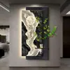 Pintura Decorativa de Entrada para Plantas Verdes Hidropónicas Pasillo de Nueve Peces con Luz Pintura Colgante Tridimensional Versión Vertical Pintura de Luz Luminosa Venta al por Mayor Oem