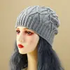 Chapéu de Tricô Estampado Feminino para Outono e Inverno, Gorro Slouchy Fashionável Quente e à Prova de Frio e Vento, Chapéu Turbante Versátil
