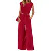 2026 Nuevo Traje de Mujer sin Mangas Estilo Europeo y Americano para Primavera y Verano Amazon, Top Corto con Cuello en V y Corbata, Pantalones de Pierna Ancha, Moda Casual