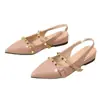 Sapatos Femininos Tendência e Estilosos 2026 Verão Elegantes Mary Jane Bico Fino Com Tachas Mocassins Rasos de Couro Envernizado