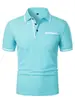 Nueva camiseta polo casual de manga corta para hombre, talla europea, con cuello clásico, manga corta, bolsillo con botón, polo deportivo para hombre