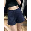 Shorts deportivos estilo americano para mujer para el verano de 2026, nuevos pantalones casuales de cintura alta de pierna ancha de longitud media para mujeres petite, adecuados para fitness y yoga