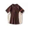 Camiseta Deportiva de Montaña con Bloques de Color Funcional para Exteriores Secado Rápido Transpirable Moda Manga Corta para Hombres y Mujeres Parejas 11976