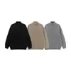 Yidao Vintage 2025 Otoño/Invierno Nuevo Retro Americano Sencillo Color Sólido Suéter de Media Cremallera con Cuello Alto Pulóver Holgado
