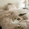 Juego de Cama de Terciopelo de Leche Otoño e Invierno Juego de Cuatro Piezas Funda de Edredón Gruesa de Terciopelo Coral de Doble Cara Sábana de Franela Individual Juego de Tres Piezas