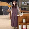 XMF Mamãe~ Conjunto de Maternidade Outono/Inverno Colete de Veludo de Botão Único com Gola Redonda + Camiseta de Bolinhas de Gola Alta Tendência