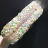2021 Esmalte Colorido Margaridinha Gotejamento de Óleo Diamante Bolsa de Jantar Comércio Exterior Bolsa de Maquiagem Totalmente Diamantada Bolsa de Mão com Flores Nova Bolsa Feminina