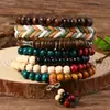Nuevo Pulsera de Madera con Cuentas de Cáscara de Coco Natural Hilo de Cera Multicapa Apilada para Hombres Hityin temu Pulsera de Venta Caliente Transfronteriza en stock