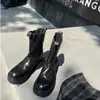 Botas Chelsea Curtas de Couro Genuíno com Textura Encolhida Estilo Mãe de Uva 2025 Novas com Solado Grosso para Mulheres no Outono e Inverno